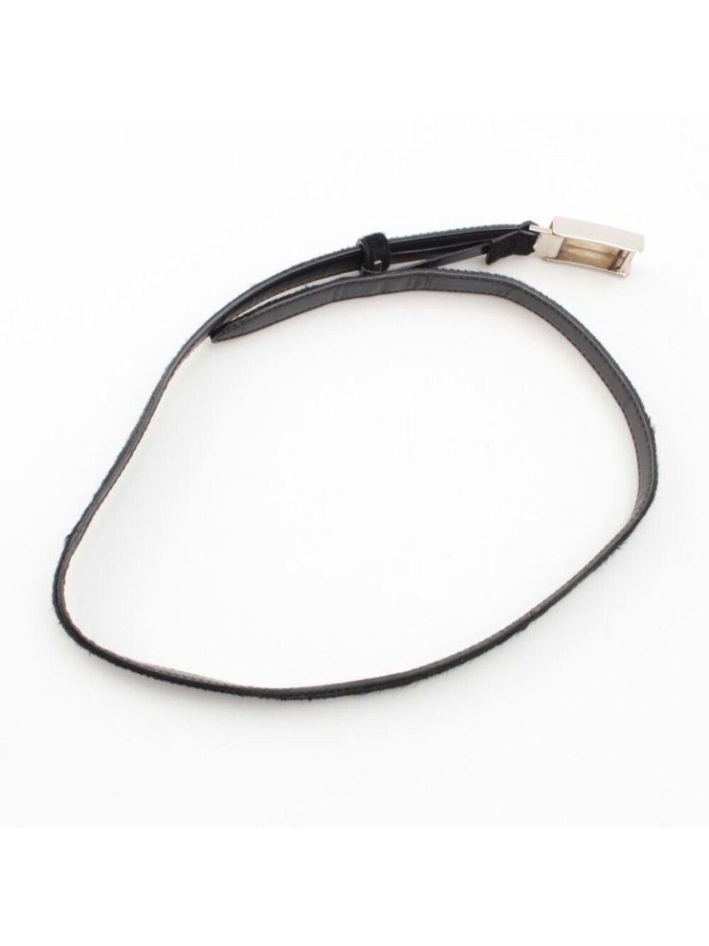 Gucci Era Calf Hair Leather Logo Narrow Belt Black - Picture 3 of 10